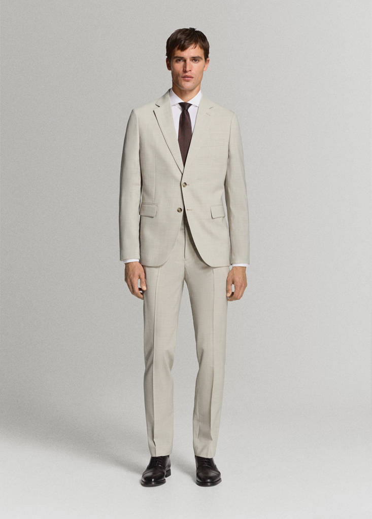 Turin 100% virgin wool suit jacket — Beige