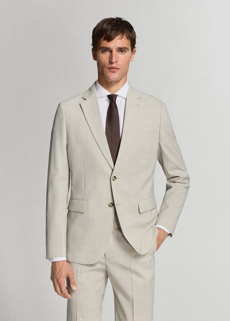 Turin 100% virgin wool suit jacket — Beige