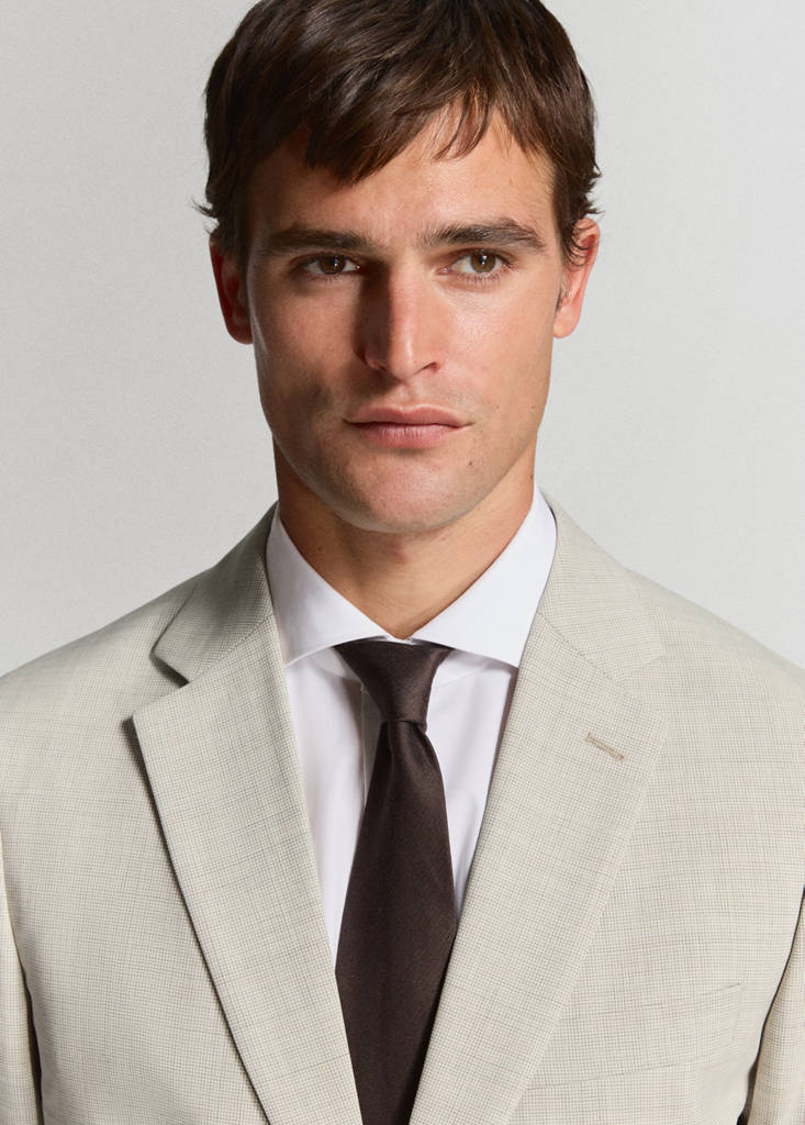 Turin 100% virgin wool suit jacket — Beige
