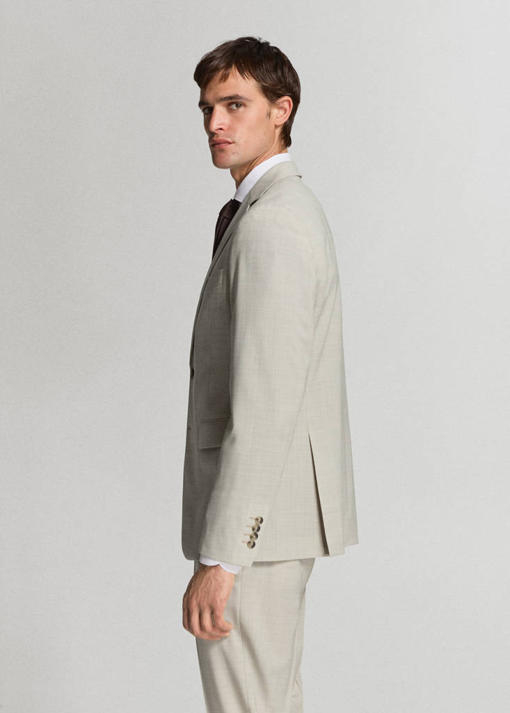 Turin 100% virgin wool suit jacket — Beige