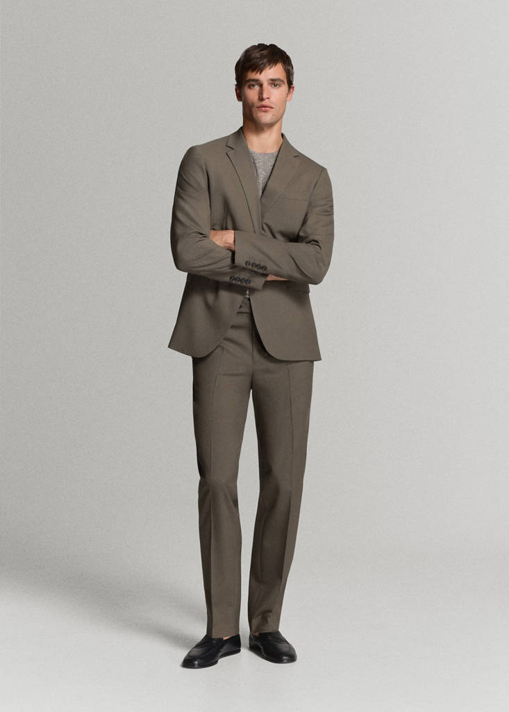 Turin 100% virgin wool suit jacket — Medium Brown