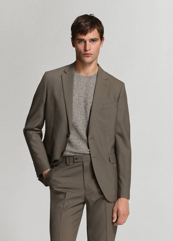 Turin 100% virgin wool suit jacket — Medium Brown