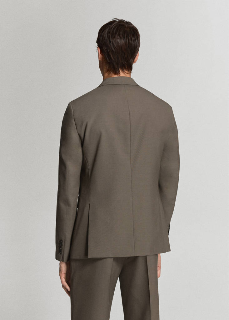 Turin 100% virgin wool suit jacket — Medium Brown
