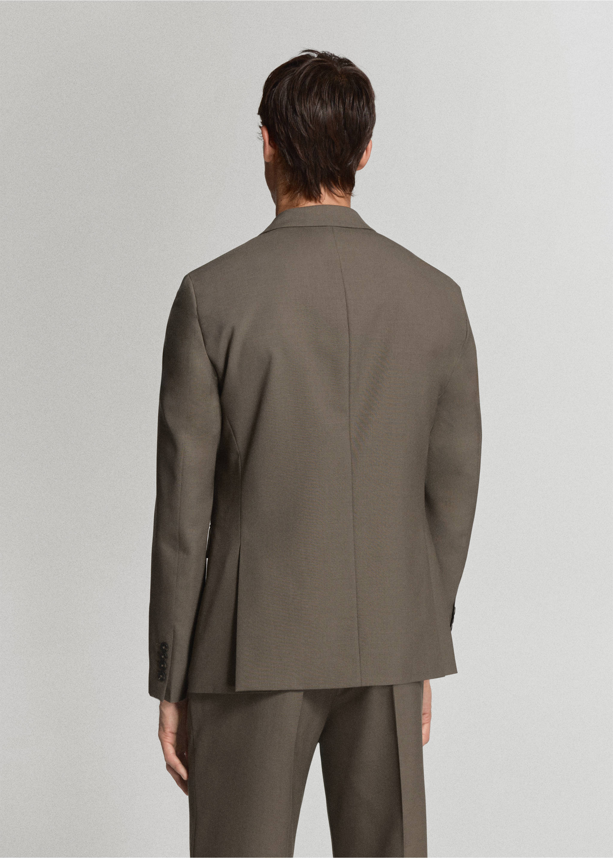 Turin 100% wool suit jacket - Reverse of the article, Medium Brown. Ref: 37011420-00.