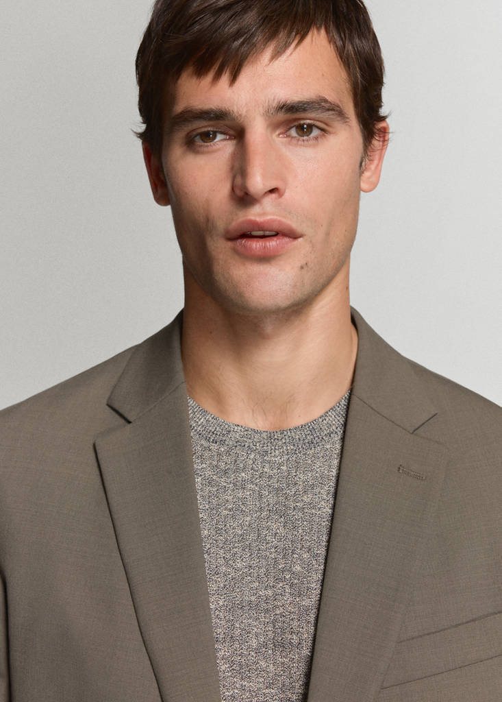 Turin 100% virgin wool suit jacket — Medium Brown