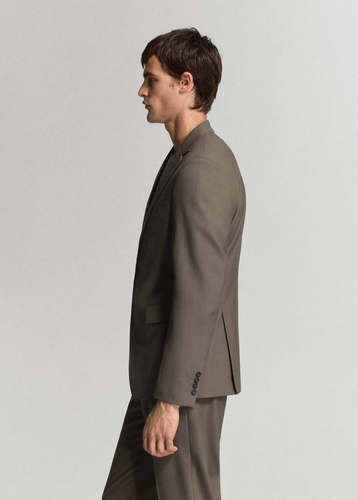 Turin 100% virgin wool suit jacket — Medium Brown