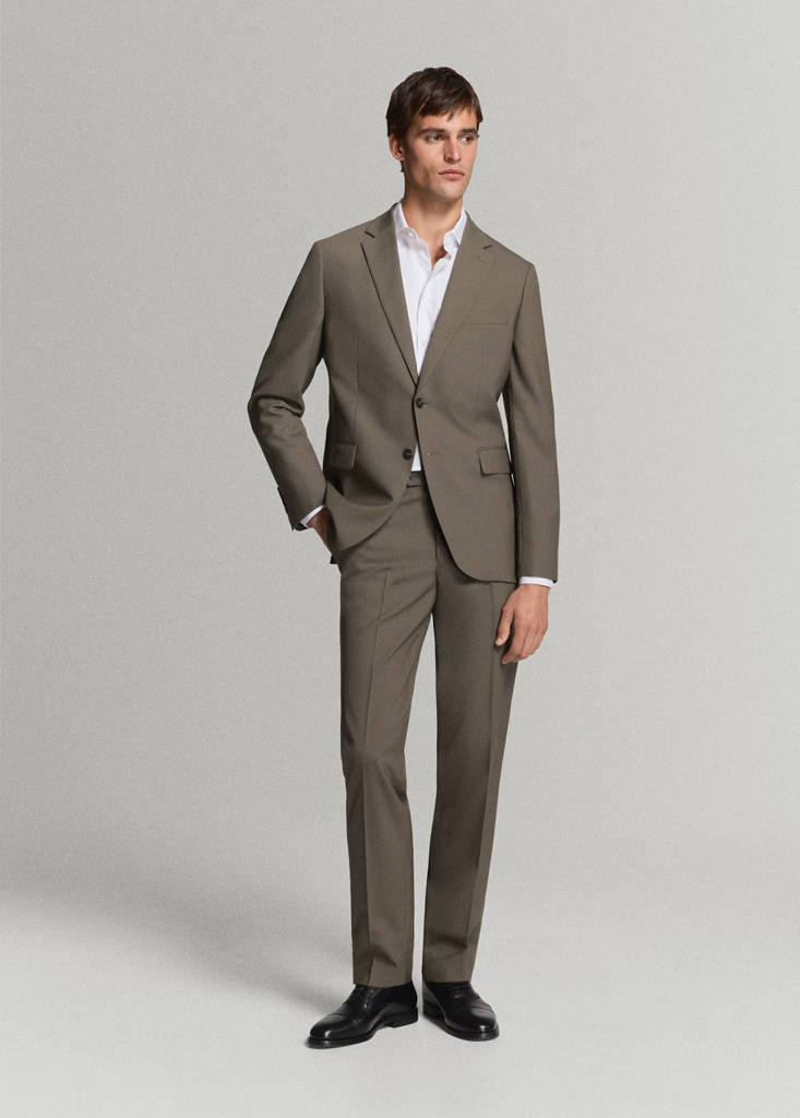 Turin 100% virgin wool suit jacket — Medium Brown