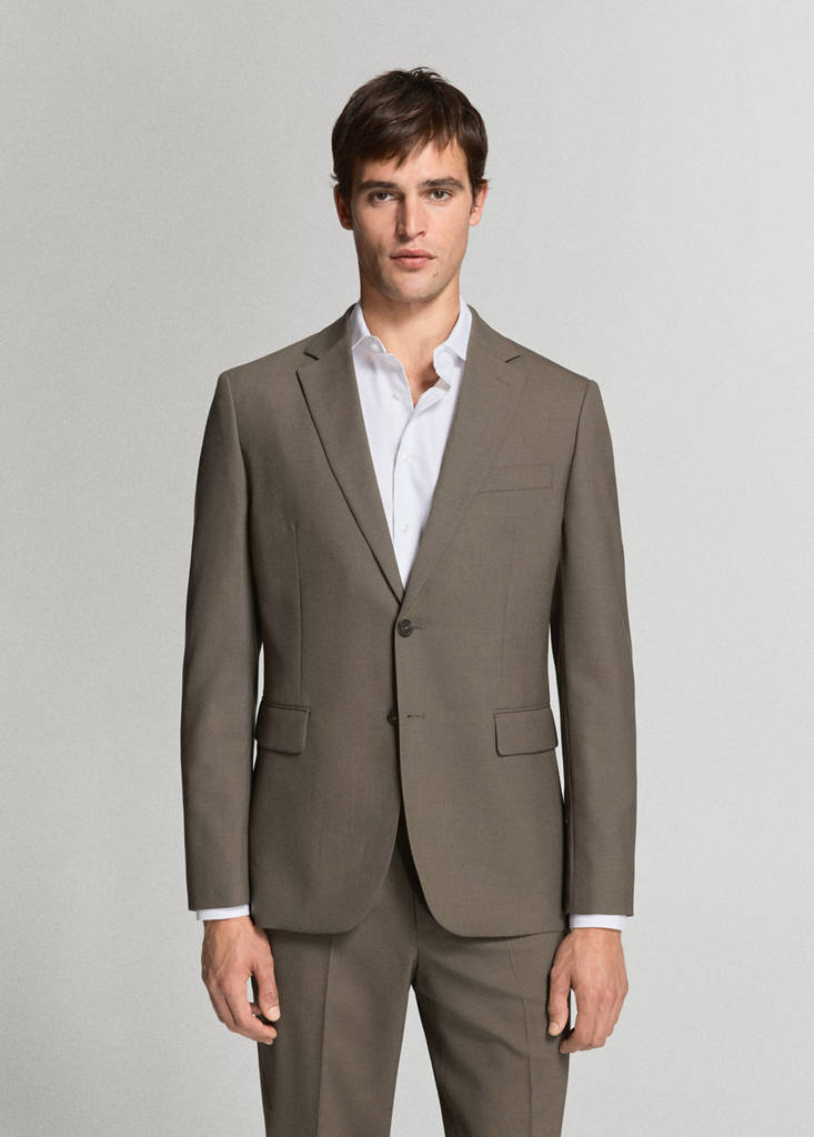 Turin 100% virgin wool suit jacket — Medium Brown