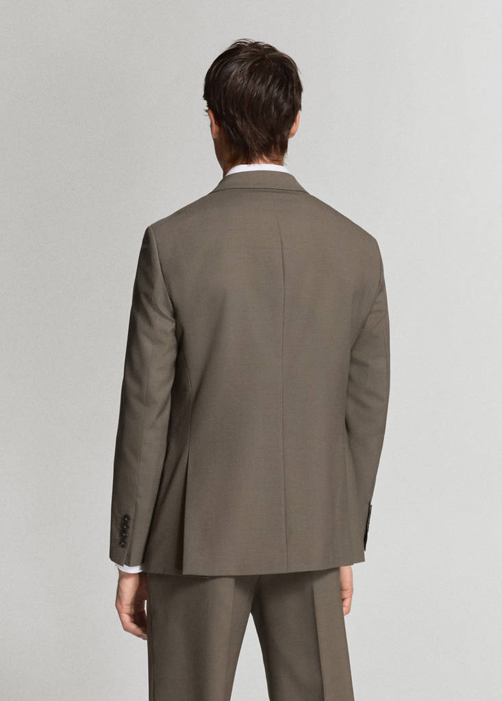 Turin 100% virgin wool suit jacket — Medium Brown