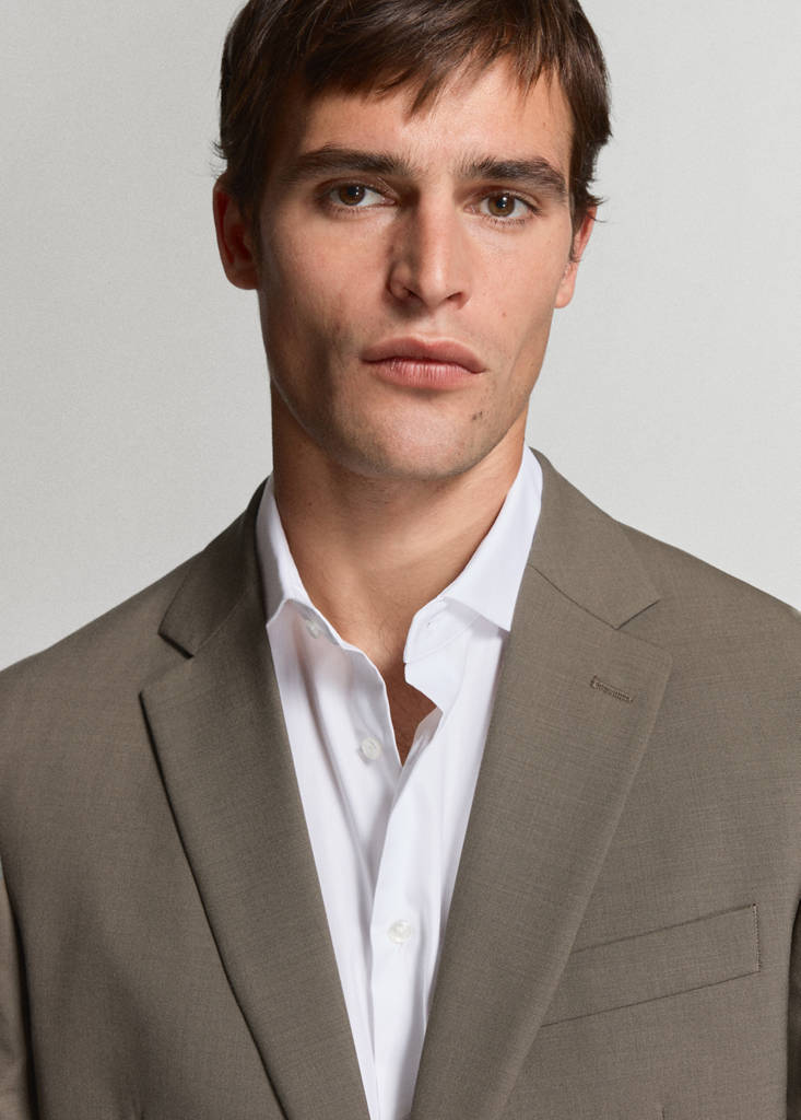 Turin 100% virgin wool suit jacket — Medium Brown