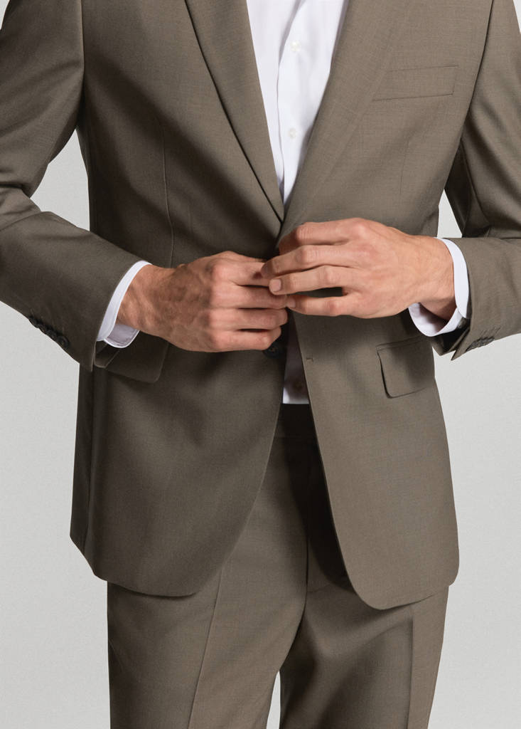 Turin 100% virgin wool suit jacket — Medium Brown