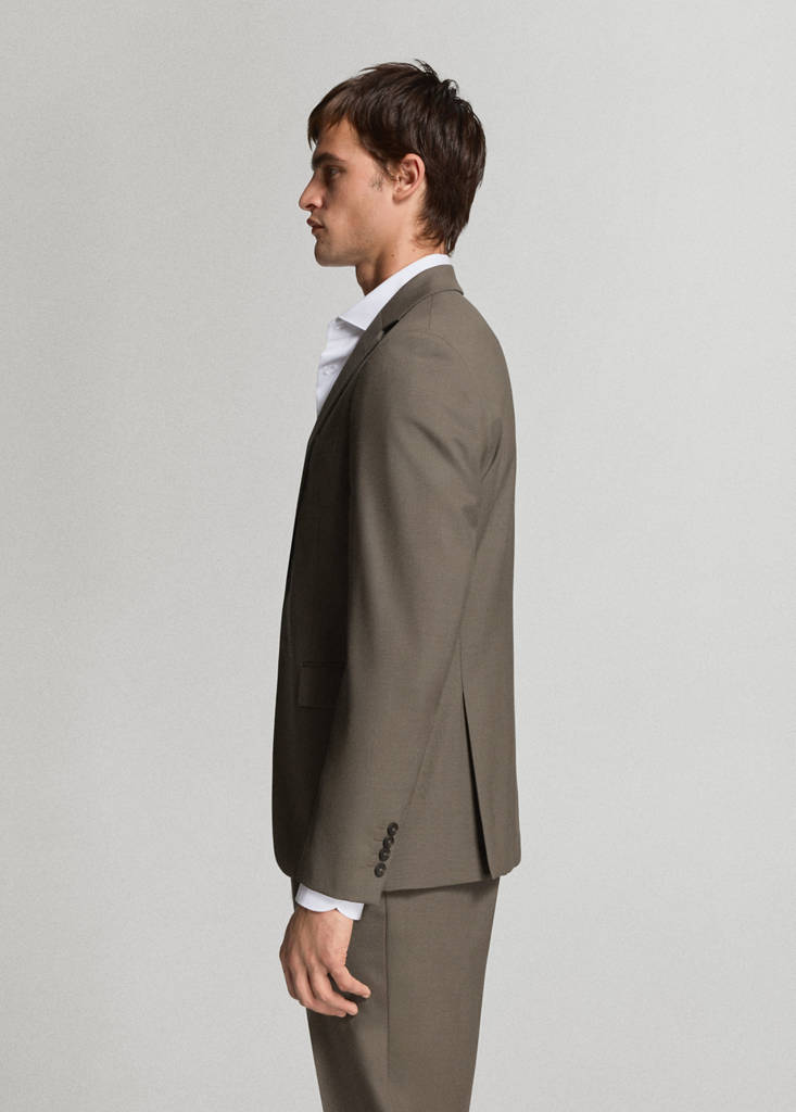 Turin 100% virgin wool suit jacket — Medium Brown