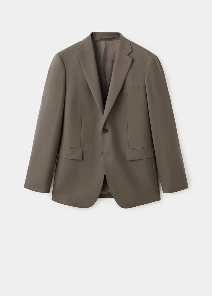 Turin 100% virgin wool suit jacket — Medium Brown