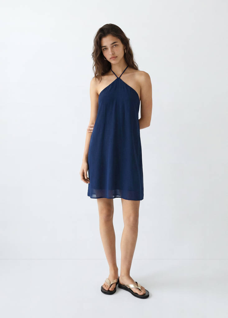 Short halter-neck dress — Navy