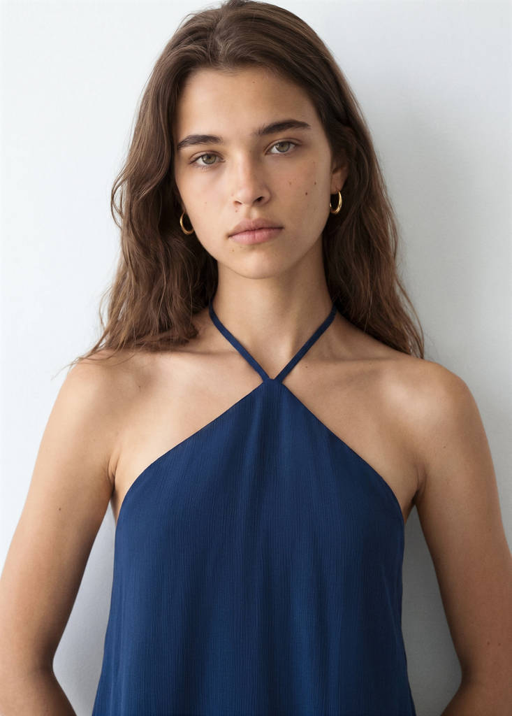 Short halter-neck dress — Navy
