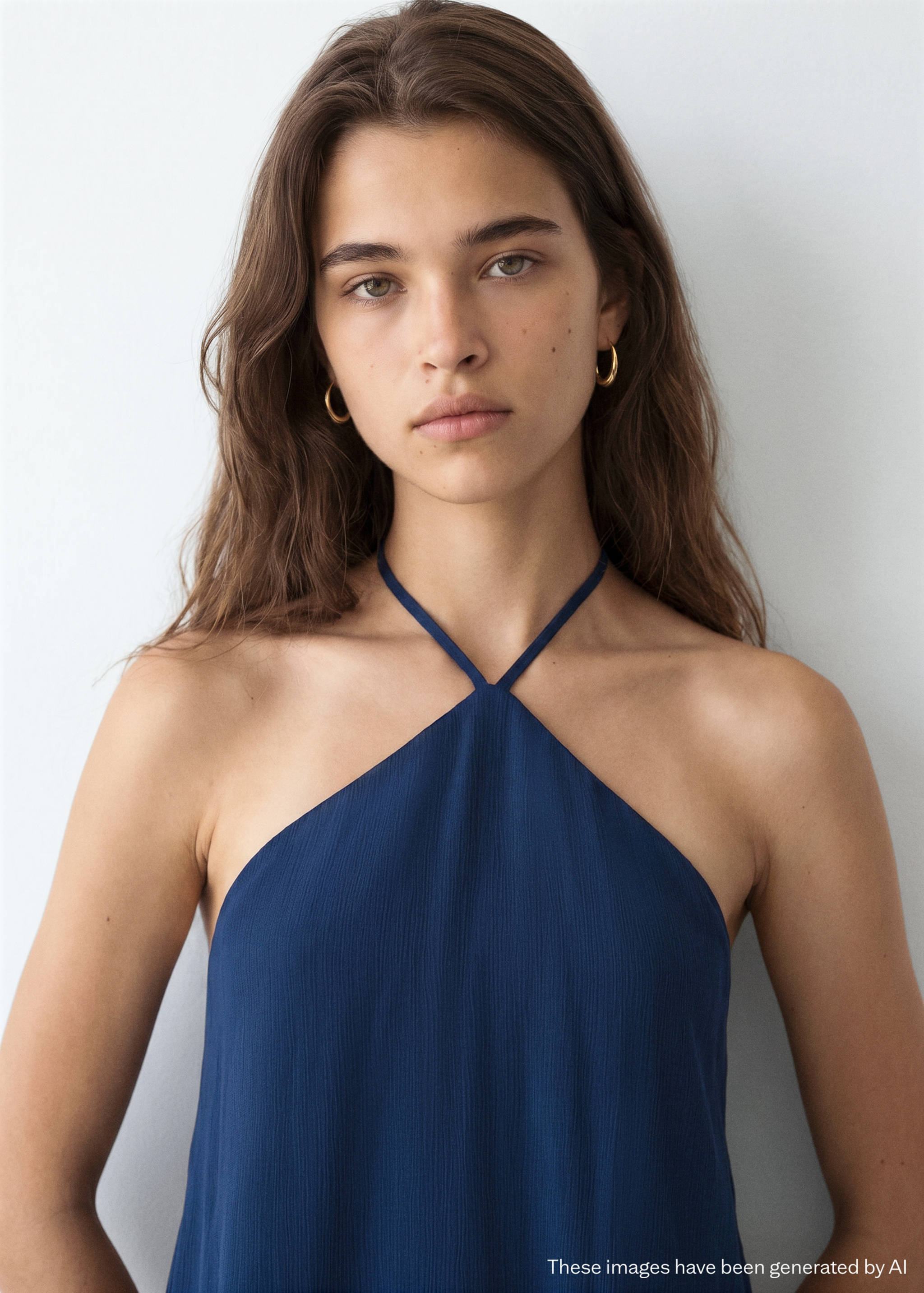 Vestido curto de estilo halter - Plano médio