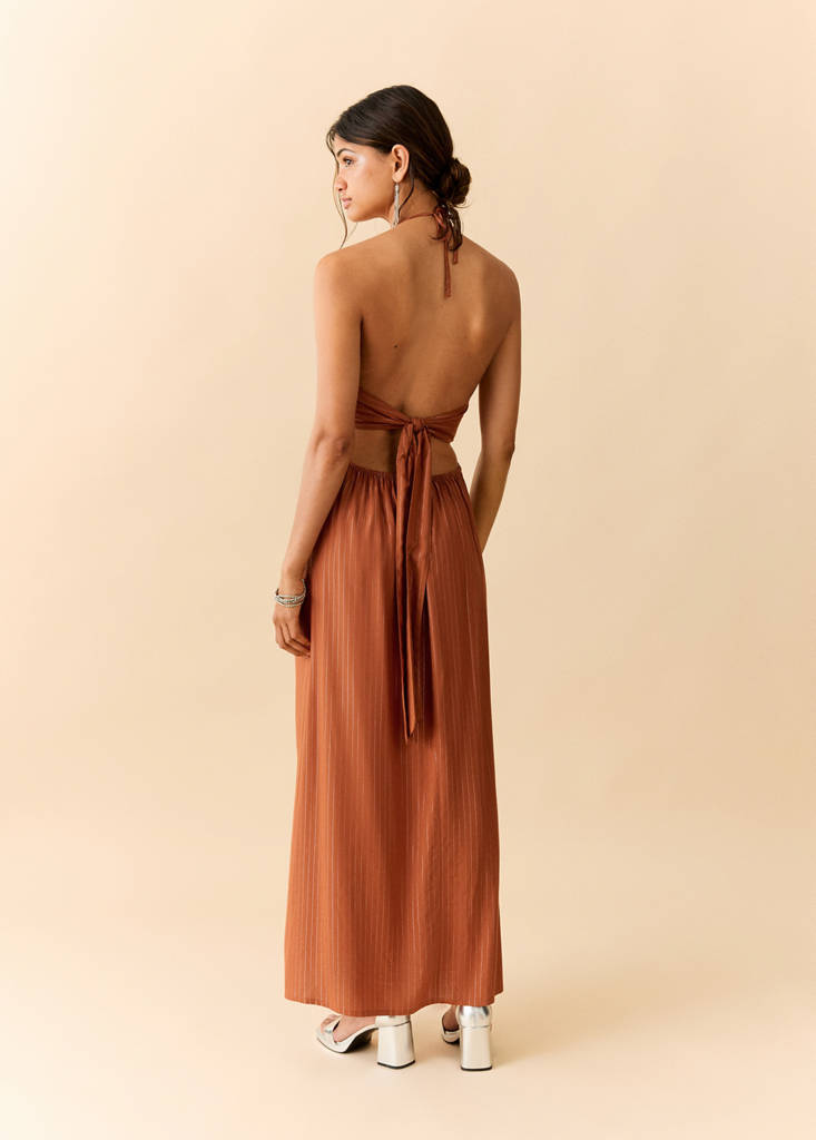 Halter dress with ring detail — Burnt Orange