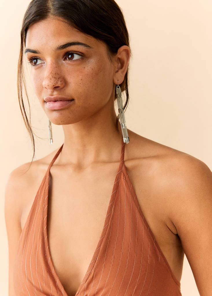Halter dress with ring detail — Burnt Orange
