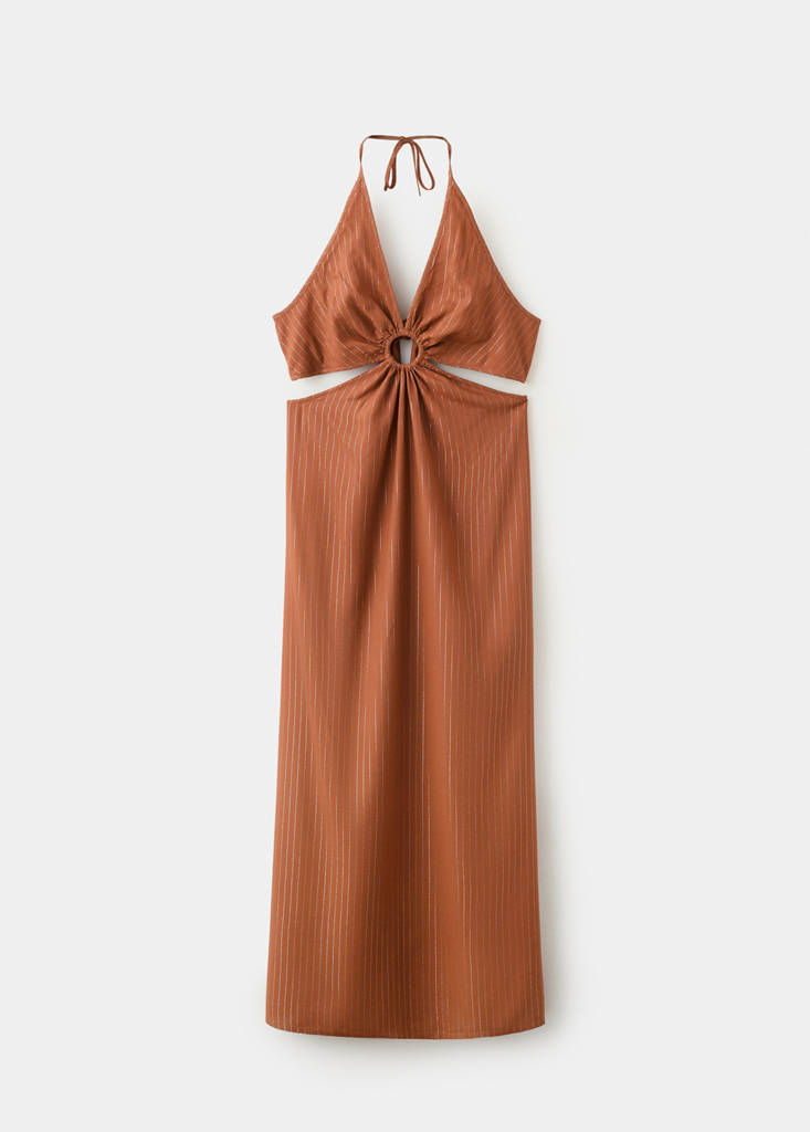 Halter dress with ring detail — Burnt Orange