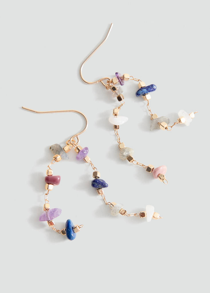 Long beaded earrings — Gold
