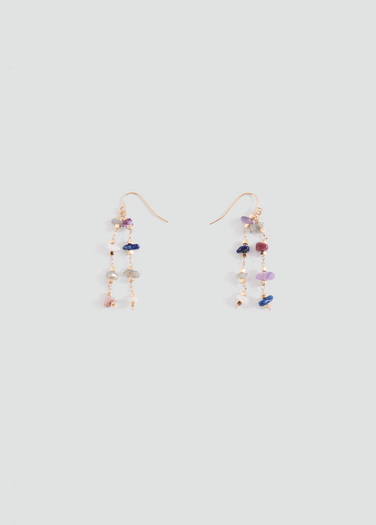 Long beaded earrings — Gold