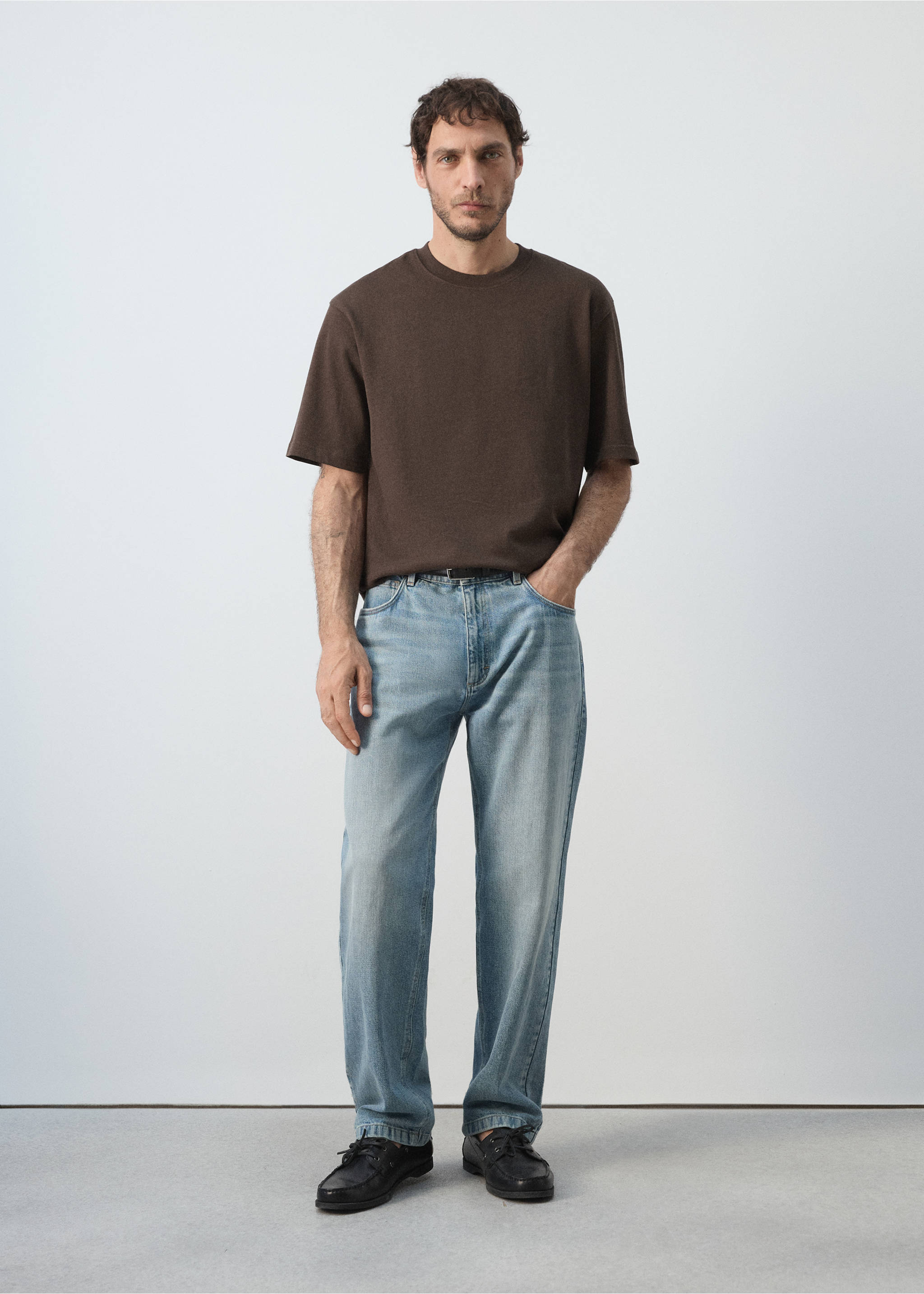 T-shirt coupe relaxed 260gsm - Plan général, Marron. Ref: 37011431-00.