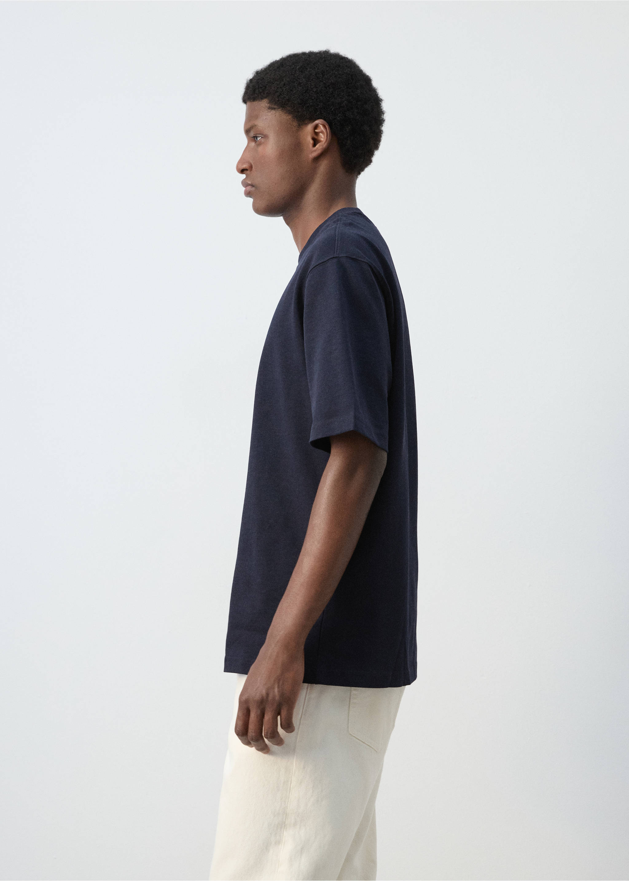 T-shirt coton relaxed-fit - Détail de l'article 2, Bleu marine. Ref: 37011431-00.