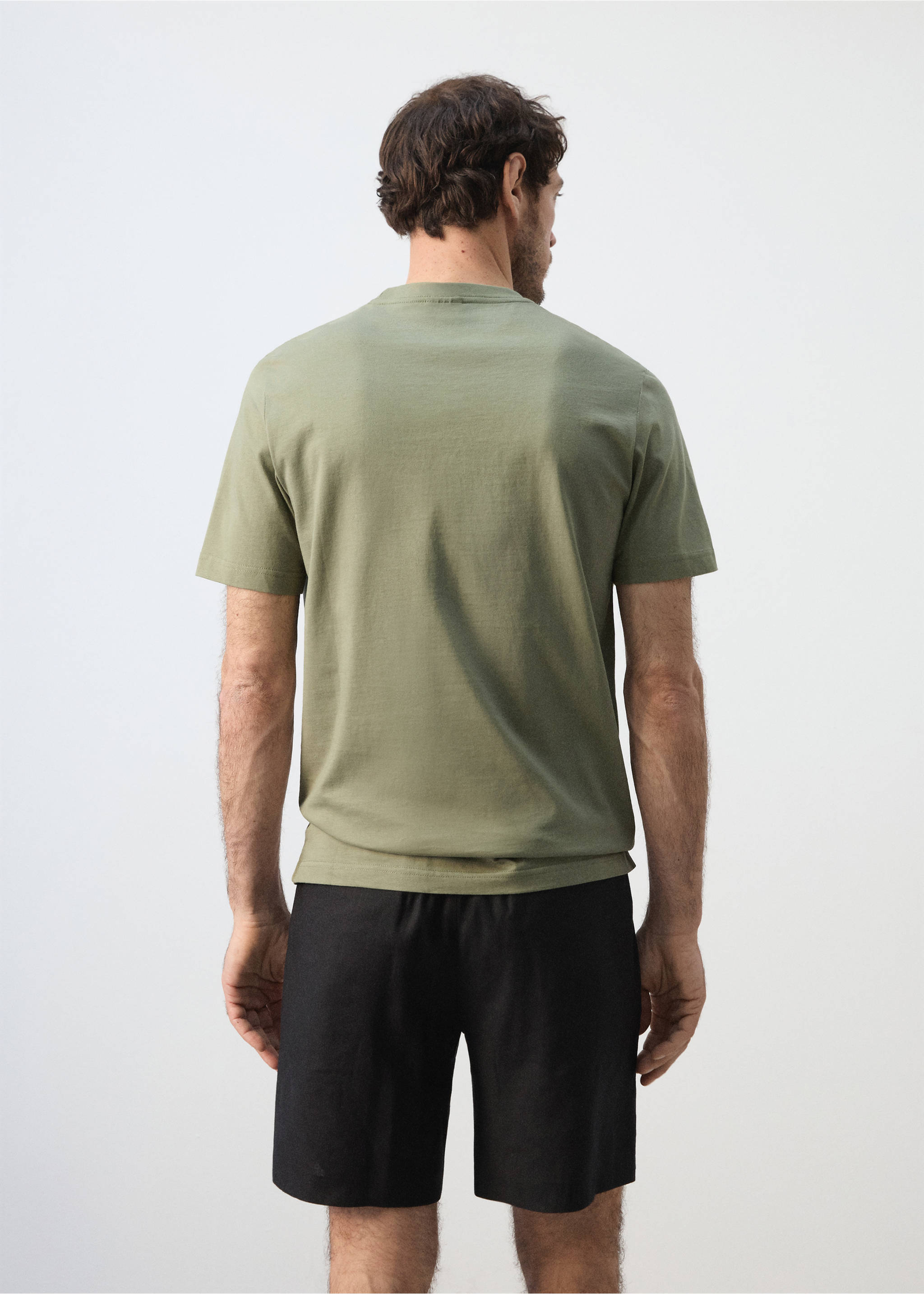 Slim fit T-shirt 180gsm - Reverse of the article, Khaki. Ref: 37011432-00.