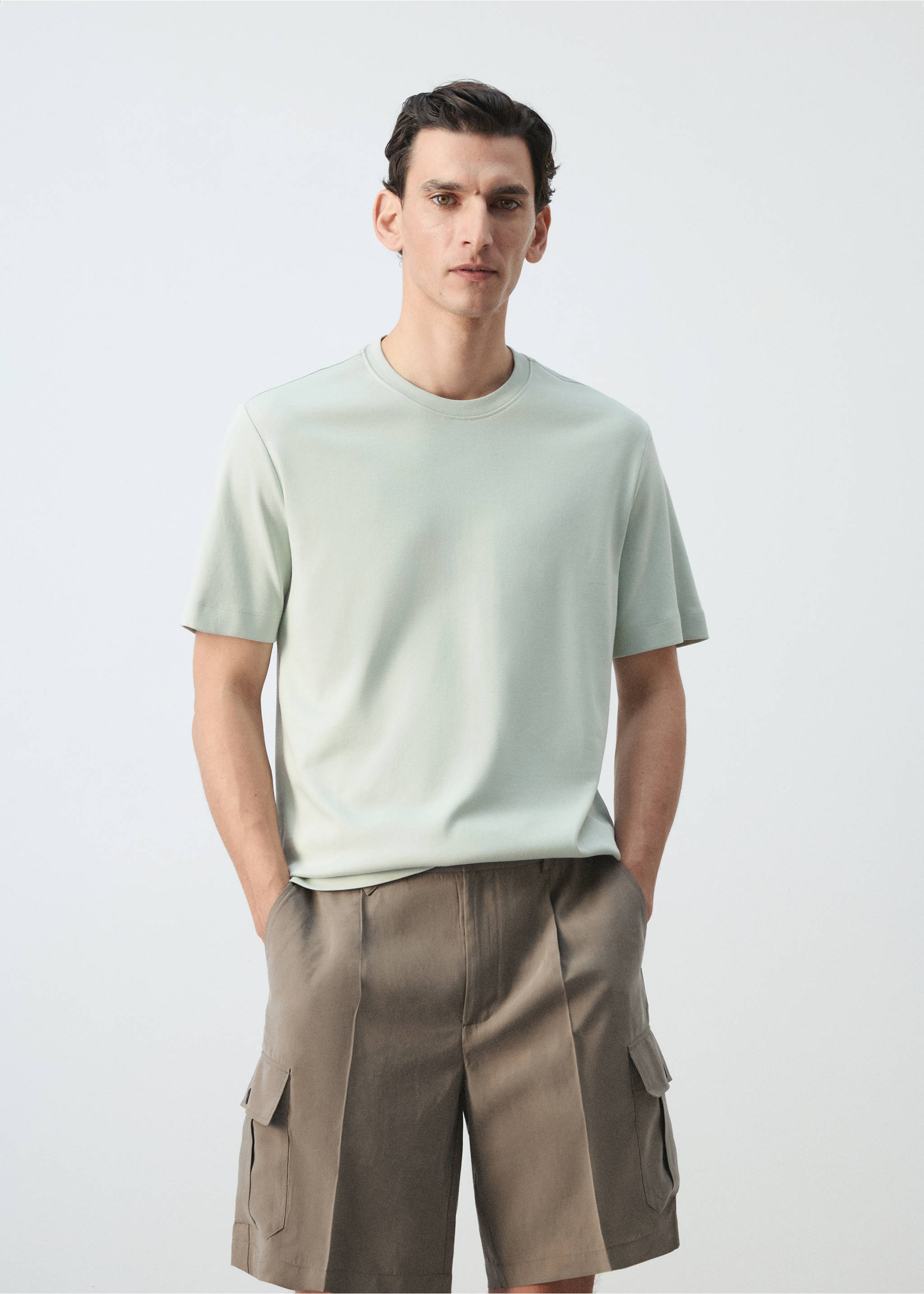 Regular fit T-shirt 200gsm - Medium plane, Pastel Green. Ref: 37011433-00.