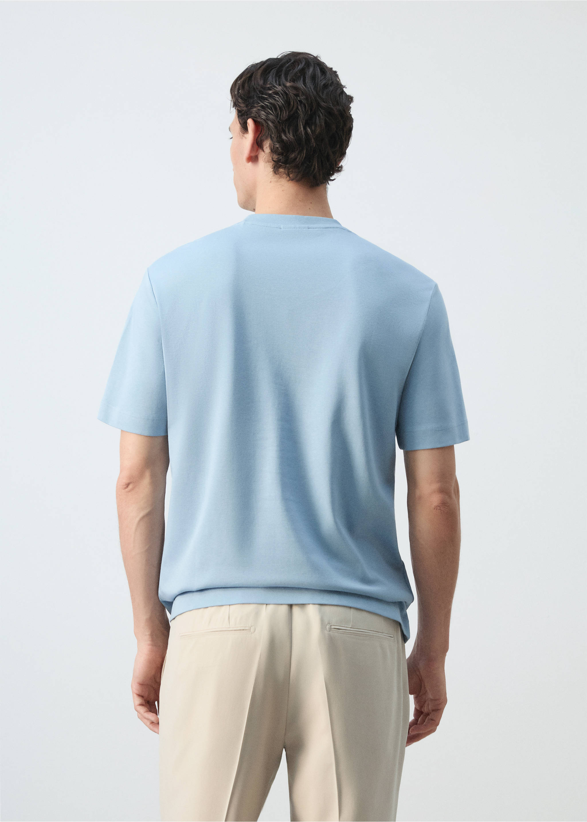 Regular fit T-shirt 200gsm - Reverse of the article, Aqua Green. Ref: 37011433-00.
