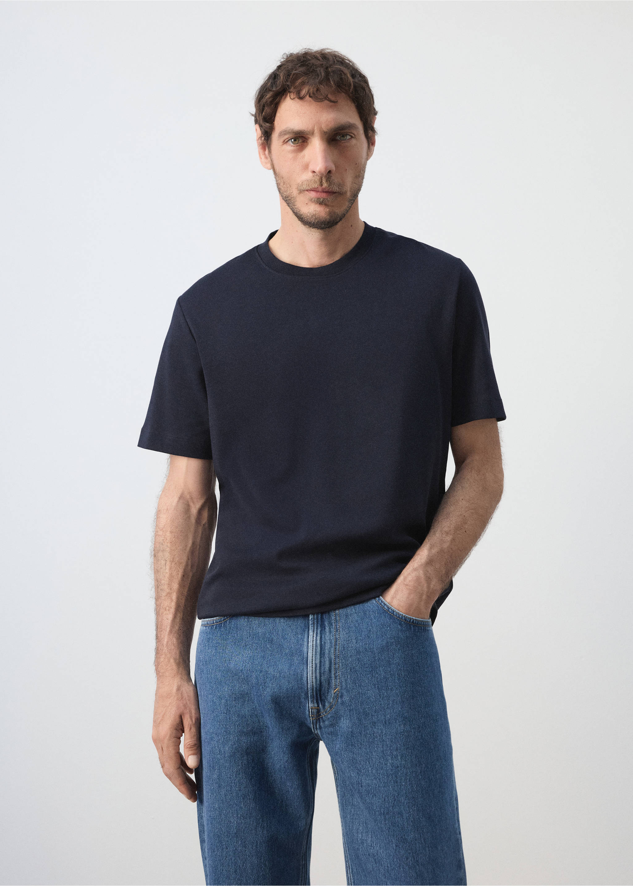 Regular fit T-shirt 200gsm - Medium plane, Navy. Ref: 37011433-00.