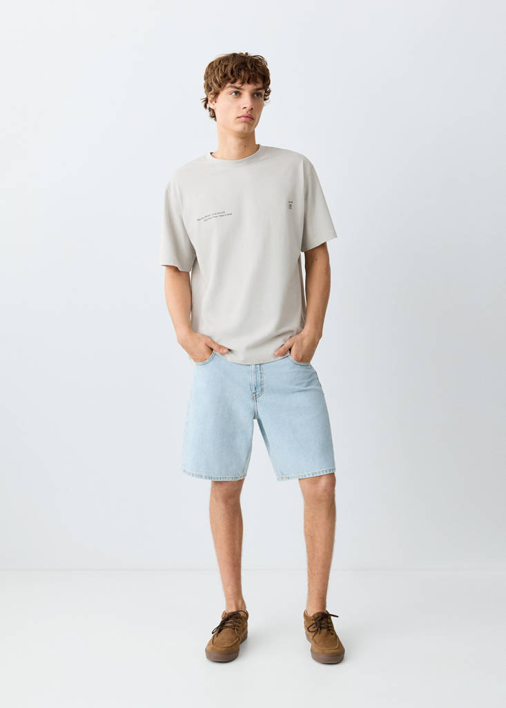 Printed cotton-blend t-shirt — Grey