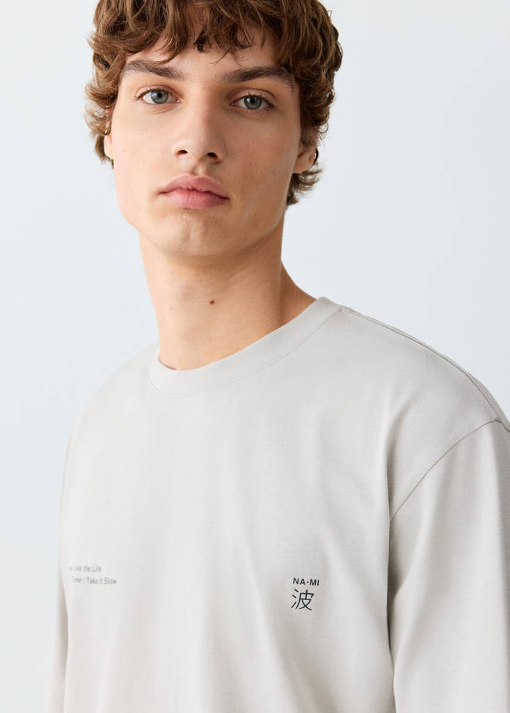 Printed cotton-blend t-shirt — Grey