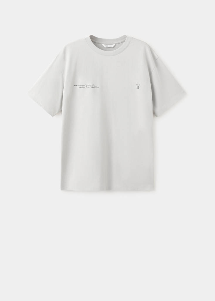Printed cotton-blend t-shirt — Grey