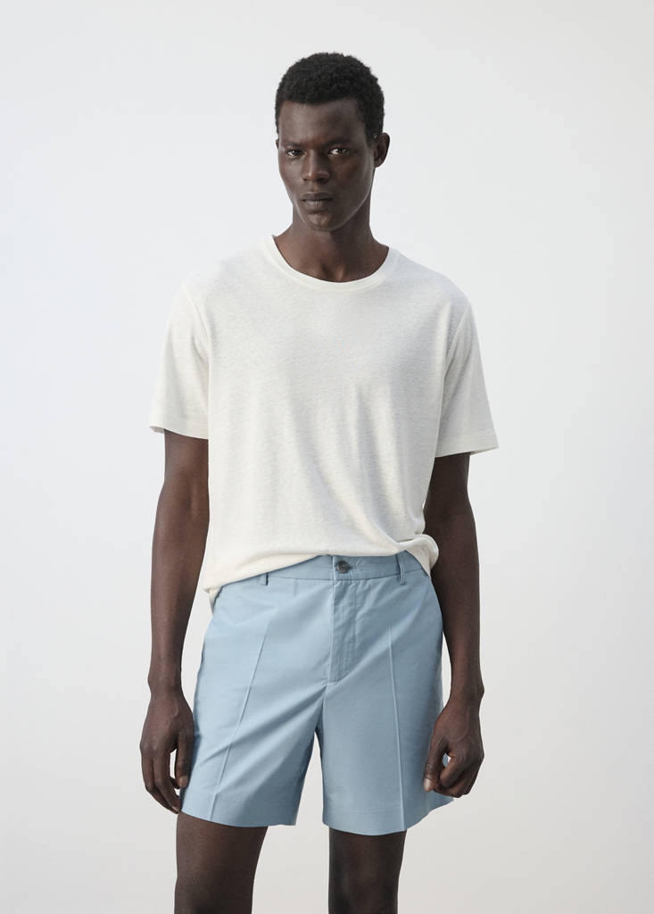 Linen blend slim fit T-shirt — White