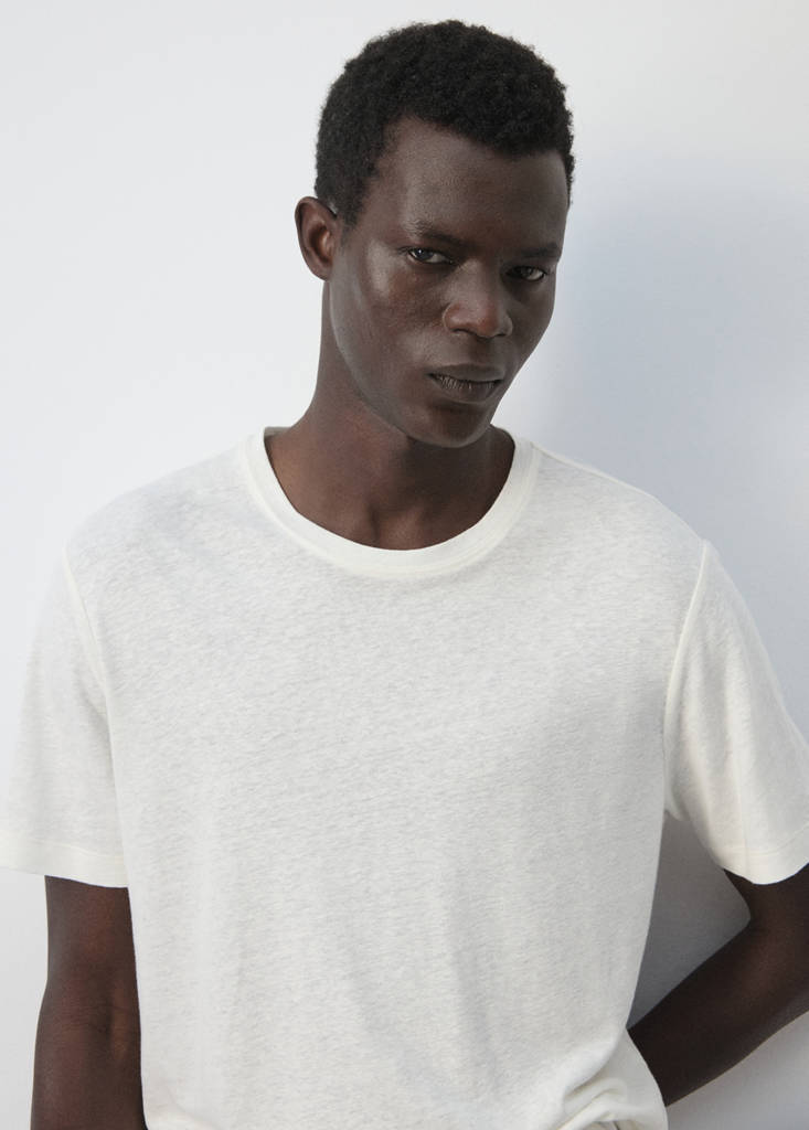 Linen blend slim fit T-shirt — White
