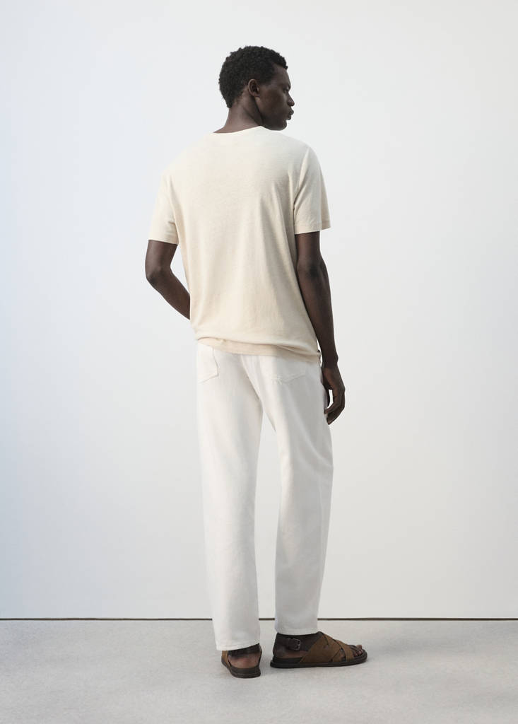 Linen blend slim fit T-shirt — Ivory White