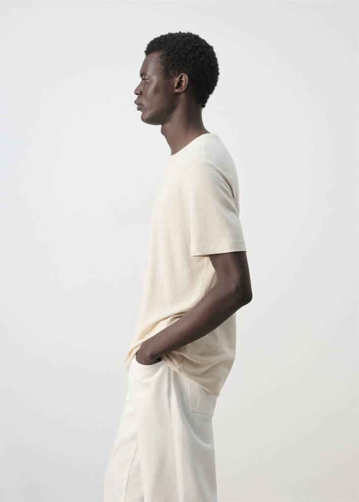 Linen blend slim fit T-shirt — Ivory White