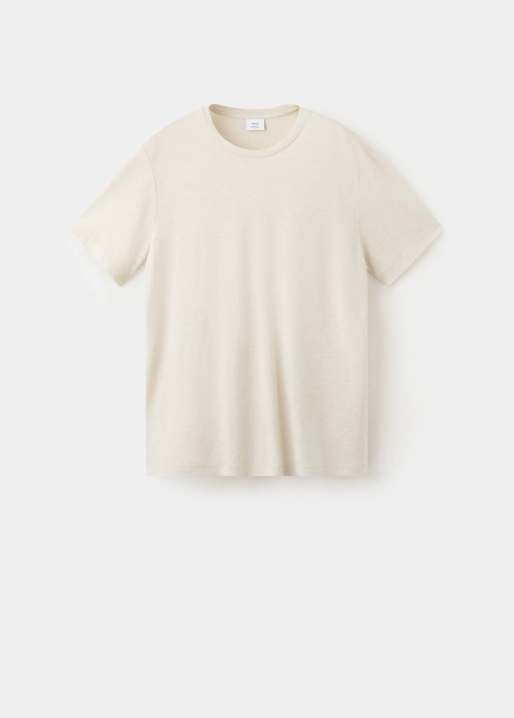 Linen blend slim fit T-shirt — Ivory White