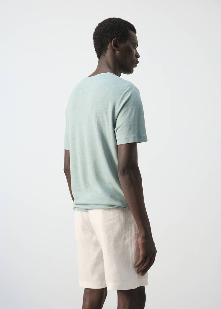 Linen blend slim fit T-shirt — Emerald Green