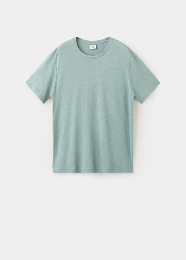 Linen blend slim fit T-shirt — Emerald Green