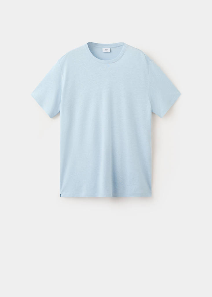 Linen blend slim fit T-shirt — Sky Blue
