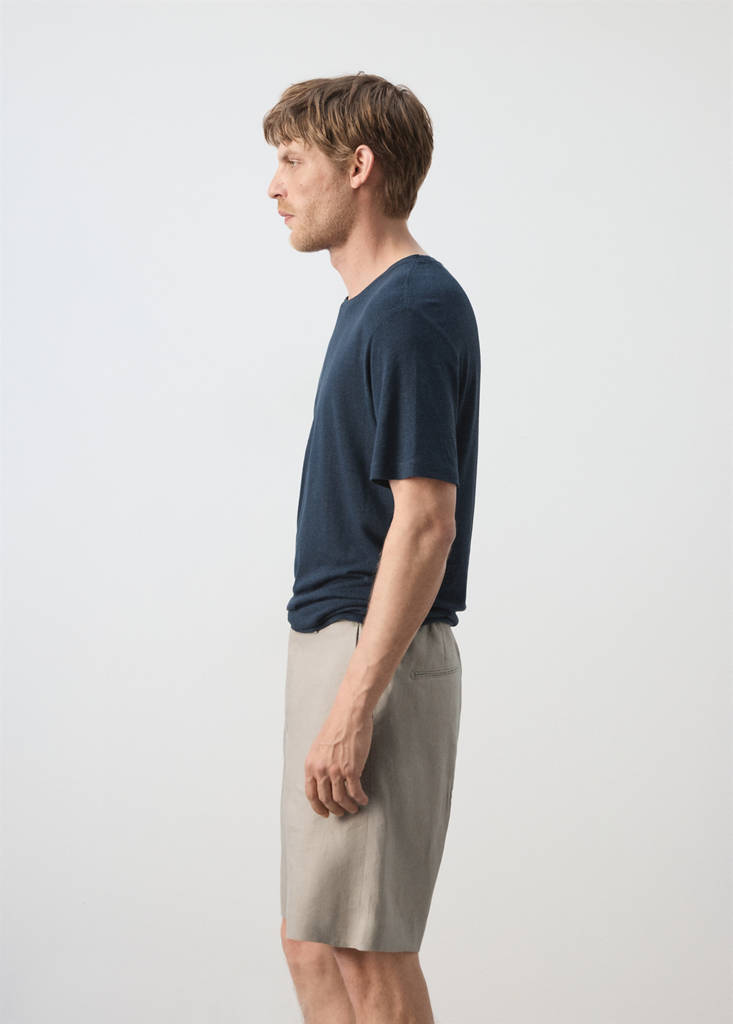 Linen blend slim fit T-shirt — Navy
