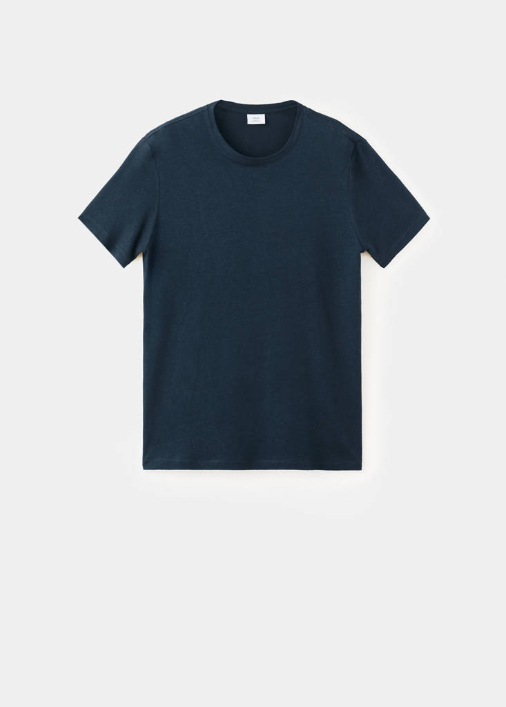 Linen blend slim fit T-shirt — Navy