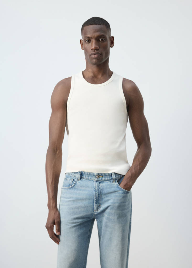 Slim-fit cotton tank top — Off White