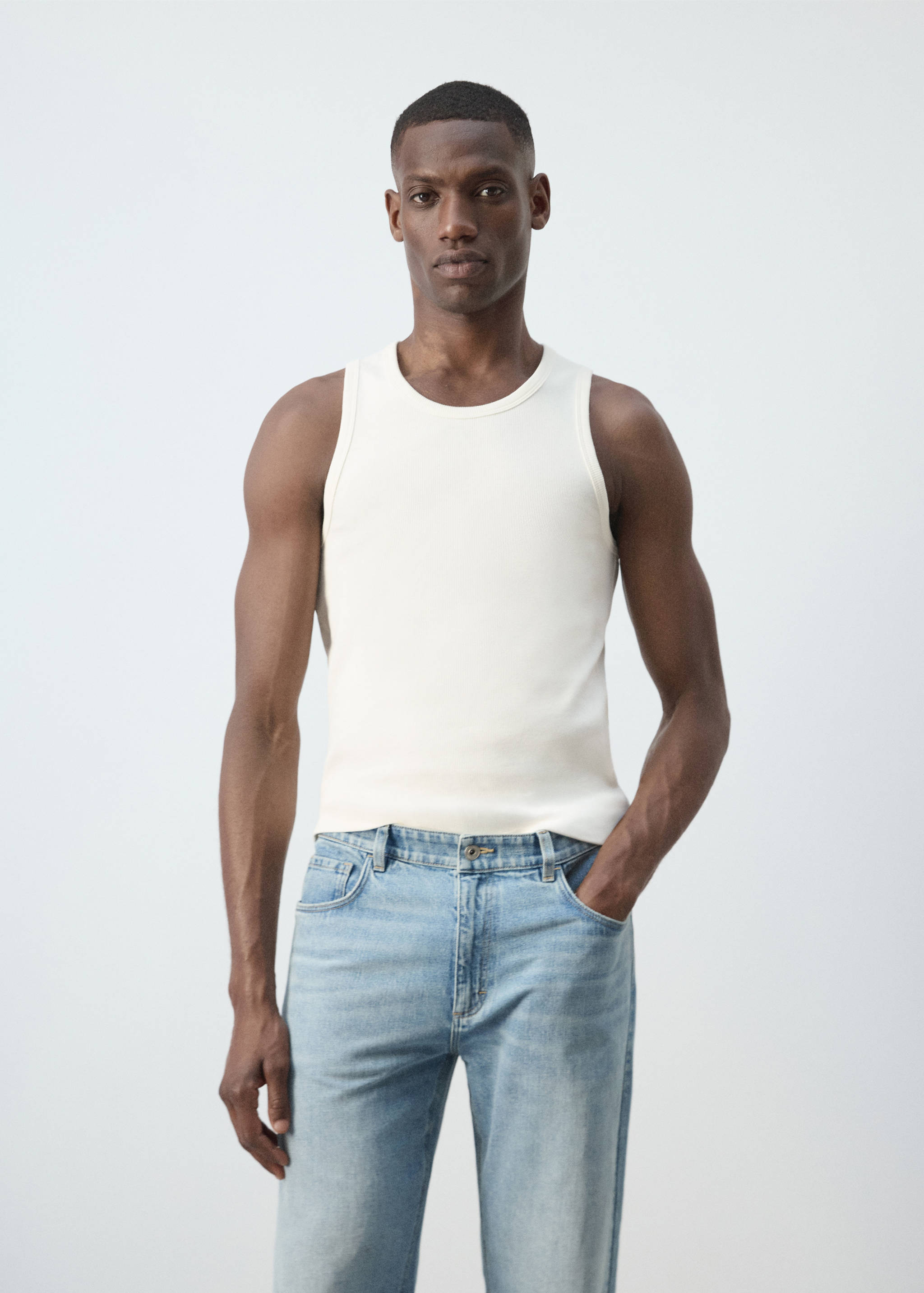 Samarreta slim fit cotó tirants - Pla mig