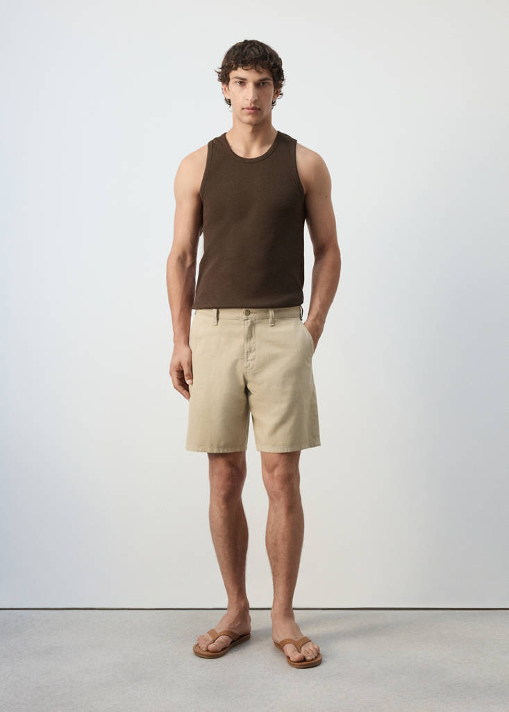 Slim-fit cotton tank top — Brown