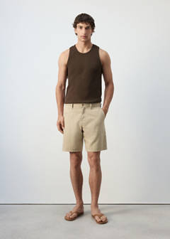 Slim-fit cotton tank top — Brown 2