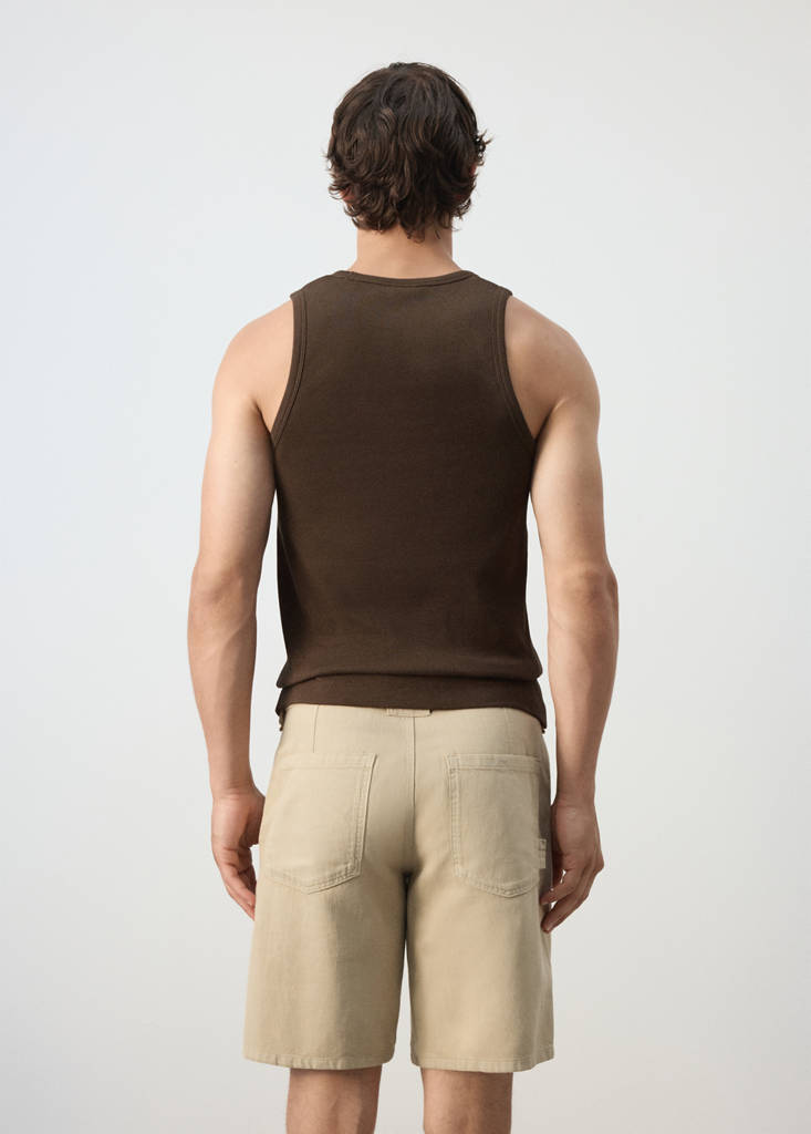 Slim-fit cotton tank top — Brown