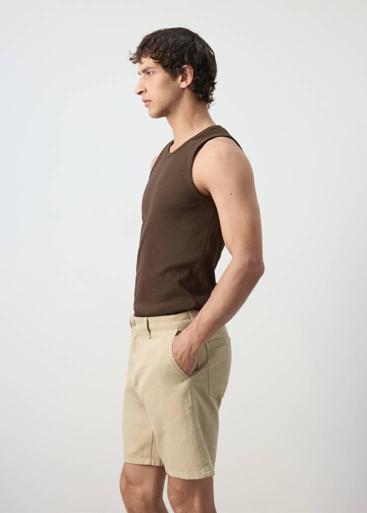 Slim-fit cotton tank top — Brown